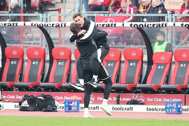21 03 2026, xrekx, Fußball 2 Bundesliga, 1 FC Nuernberg 1 FC Kaiserslautern v l Miroslav Klose Trainer 1 FC Nuernberg celebrates Luka Lochoshvilis 3 0 1 FC Nuernberg DFL DFB REGULATIONS PROHIBIT ANY USE OF PHOTOGRAPHS as IMAGE SEQUENCES and or QUASI VIDEO Nuernberg