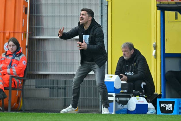 Paderborn, Home Deluxe Arena, 21 03 26, GER, Herren, 2 Bundesliga, Saison 2025 2026, SC Paderborn 07 Dynamo Dresden Bild Trainer Thomas STAMM Dresden DFL regulations prohibit any use of photographs as image sequences and or quasi video NRW Germany