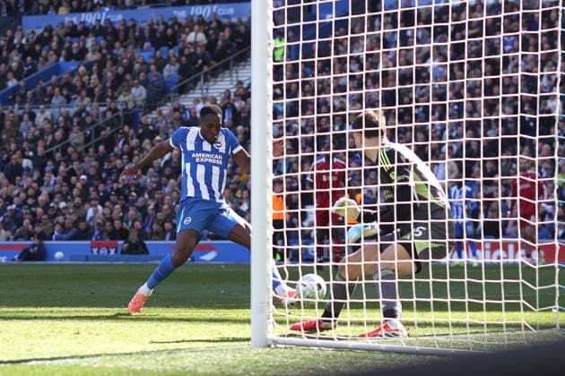 Brighton gegen Liverpool 21. März 2026, Falmer Premier League Fußball Brighton Hove Albion gegen Liverpool Danny Welbeck von Brighton Hove Albion erzielt das zweite Tor Foto Charlotte Wilson Abseits Falmer UK  Copyright: xCharlottexWilsonx xOffsidexOffside