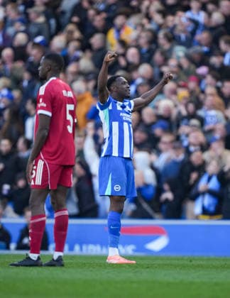 Brighton and Hove Albion v Liverpool, Premier League, Football, Amex Stadium, Brighton, UK - 21 Mar 2026 GOAL - Danny Welbeck of Brighton celebrates his second goal 2-1 Brighton Amex Stadium Brighton UK, UK NEWSPAPERS OUT Copyright: xSeanxRyanx