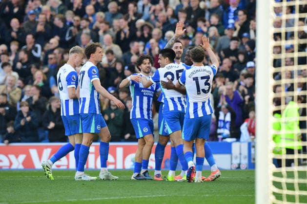 Brighton and Hove Albion v Liverpool, Premier League GOAL CELEBRATION 2-1 scored by Danny Welbeck Forward of Brighton and Hove Albion during the Premier League match between Brighton and Hove Albion and Liverpool at the American Express Stadium, Brighton and Hove, UK on 21 March 2026. Brighton and Hove American Express Stadium East Sussex UK Editorial use only DataCo restrictions apply See www.football-dataco.com , Copyright: xJeffxMoodx PSI-23949-0015