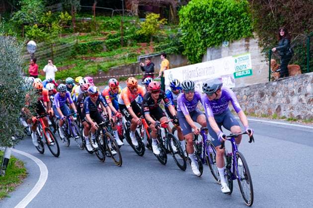 Milan Sanremo 2026 Cycling Race SANREMO, ITALY - MARCH 21 : Pidcock Thomas (GBR) of Pinarello - Q36.5 Pro Cycling Team, Trentin Matteo (ITA) of Tudor Pro Cycling Team, Rider of Team Jayco AlUla during the 117th edition of Milan Sanremo an UCI World Tour 1.UWT one day cycling road race for Men Elite of 298 km with start in Pavia and finish in Sanremo on March 21, 2026 in Sanremo, Italy, 21 03 2026 ( Motordriver Guy De Vuyst - Sanremo Italy  Copyright: xFranckxFaugerex