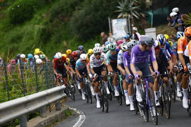 The race during the men s elite race of the Milano-Sanremo one day cycling race (298 km) from Pavia to Sanremo - North West Italy - March 20, 2026. - cycling .  Copyright: xPOOLxBelingeri GettyxImage LaPrex