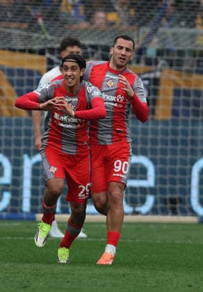 Exultation Cremonese™s Youssef Maleh goal during the Serie A soccer match between Parma and Cremonese at the Ennio Tardini Stadium in Parma - Saturday March 21, 2026. - Soccer .  Copyright: xGiannixSantandrea LaPressex
