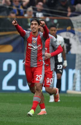 Exultation Cremonese™s Youssef Maleh goal during the Serie A soccer match between Parma and Cremonese at the Ennio Tardini Stadium in Parma - Saturday March 21, 2026. - Soccer .  Copyright: xGiannixSantandrea LaPressex