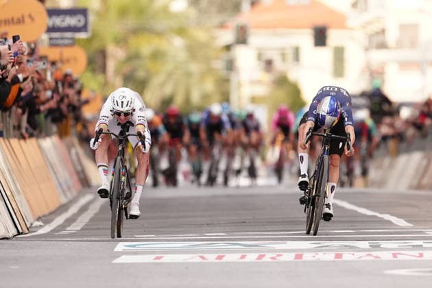 Tadej PogaÄar of UAE Team Emirates XRG winner And Thomas Pidcock of Pinarello-Q36.5 Pro Cycling Teamduring the men s elite race of the Milano-Sanremo one day cycling race (298 km) from Pavia to Sanremo - North West Italy - March 20, 2026. - cycling .  Copyright: xMassimixPaolone LaPressex