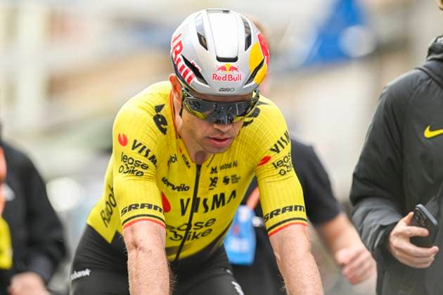 Milan Sanremo 2026 Cycling Race SANREMO, ITALY - MARCH 21 : Van Aert Wout (BEL) of Team Visma I Lease a Bike after the race during the 117th edition of Milan Sanremo an UCI World Tour 1.UWT one day cycling road race for Men Elite of 298 km with start in Pavia and finish in Sanremo on March 21, 2026 in Sanremo, Italy, 21 03 2026 ( Motordriver Guy De Vuyst - Sanremo Italy  Copyright: xNicoxVereeckenx