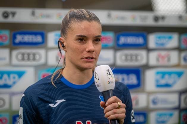 Selina Cerci 29 TSG Hoffenheim gives an interview at the Dietmar Hopp Stadium in Hoffenheim GPFBL TSG Hoffenheim VfL Wolfsburg Copyright: xSpeedshotx