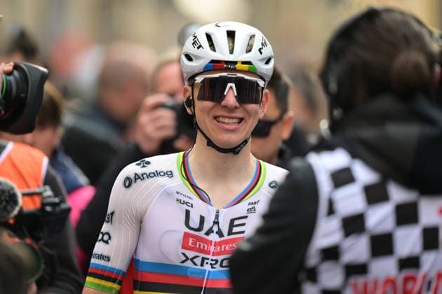 Slovenian Tadej Pogacar of UAE Team Emirates-XRG pictured after winning the Milano-Sanremo one day cycling race for men, 298km from Milan to San Remo, Italy, Saturday 21 March 2026. DAVIDxPINTENS  x168475616x