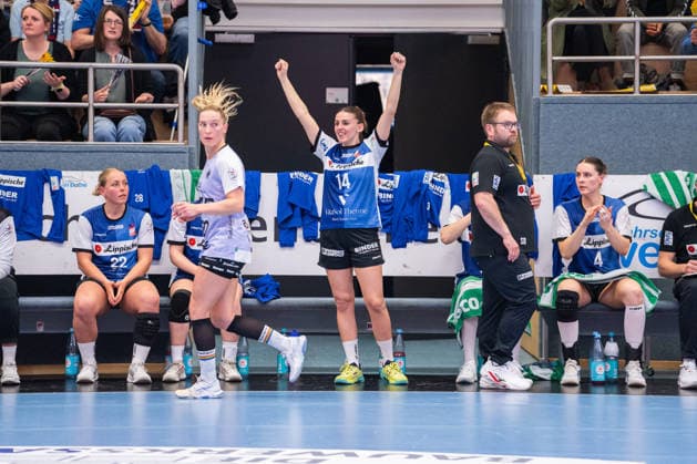 HSG Blomberg Lippe GER vs Vfl Oldenburg GER , Handball, 1 Handball Bundesliga Women, 20 Matchday, 21 3 2026, Season 2025 2026, Blomberg Ona Vegue HSG Blomberg Lippe, 14 cheers after a goal Blomberg Sporthalle an der Ulmenallee Germany