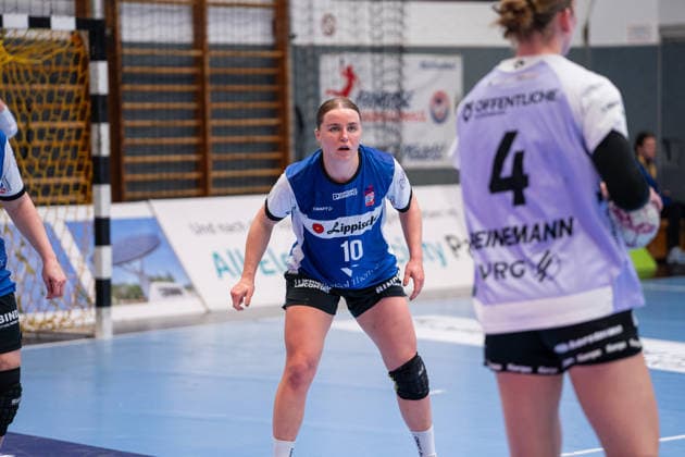 HSG Blomberg Lippe GER vs Vfl Oldenburg GER , Handball, 1 Handball Bundesliga Women, 20 Matchday, 21 3 2026, Season 2025 2026, Blomberg Maxi Muehlner HSG Blomberg Lippe, 10 in defense Blomberg Sporthalle an der Ulmenallee Germany