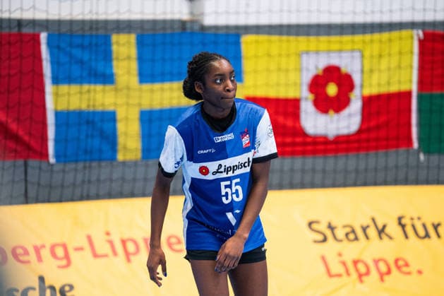 HSG Blomberg Lippe GER vs Vfl Oldenburg GER , Handball, 1 Handball Bundesliga Women, 20 Matchday, 21 3 2026, Season 2025 2026, Blomberg Farrelle Njinkeu HSG Blomberg Lippe, 55 Blomberg Sporthalle an der Ulmenallee Germany