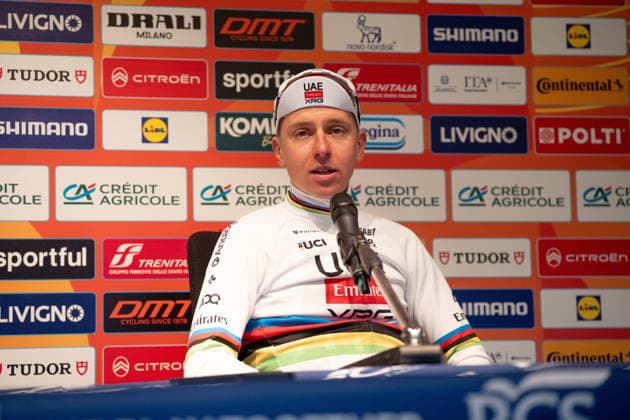 Tadej Poga?ar of UAE Team Emirates XRG press conference, PK, Pressekonferenz the 298-kilometer menÕs elite one-day Milano-Sanremo cycling race from Pavia to Sanremo, Italy, Saturday, March 21, 2026. - Cycling  Copyright: xMarcoxAlpozzi LaPressex