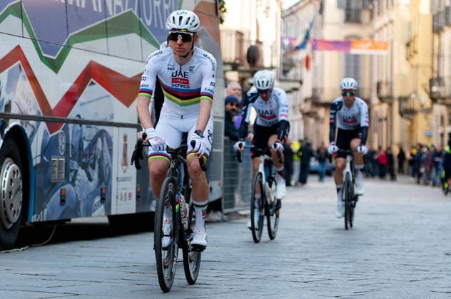 Start Of Milano Sanremo 2026 POGACAR Tadej of UAE Team Emirates XRG at the start of Milano-Sanremo 2026 in Pavia, Italy, on March 21, 2026. Pavia Italy  Copyright: xSilviaxColombox originalFilename:colombo-notitle260321_npMpJ.jpg