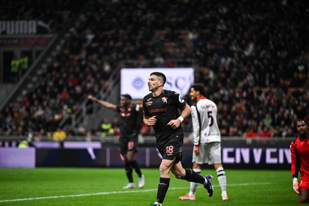 Giovanni Simeone of Torino FC celebrating after a goal during the Italian Serie A football match between AC Milan and Torino FC on February 21th, Giuseppe Meazza San Siro Siro stadium in Milan, Italy  Copyright: xTizianoxBallabio IPAxSportx xipa-agency.netx xx IPA_73246209 IPA_Agency_IPA73246209