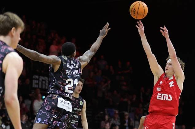 21 03 2026 Basketball Season 2025 2026 2 Bundesliga Pro A 28 Matchday Nuremberg Falcons Basketball Club NBC Uni Baskets Münster Sportfoto Zink DaMa xdaxmax Cartee Dean Whitt 2, Nuremberg Falcons BC NBC gg Deshon Davion Taylor 21, Uni Baskets Münster