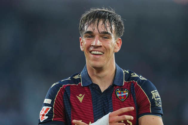 March 21, 2026, Valencia, Valencia, SPAIN: Carlos Espi of Levante UD celebrates a goal during the Spanish league, LaLiga EA Sports, football match played between Levante UD and Real Oviedo at Ciutat de Valencia stadium on March 21, 2026, in Valencia, Spain. Valencia SPAIN - ZUMAa181 20260321_zaa_a181_201 Copyright: xIvanxTerronx