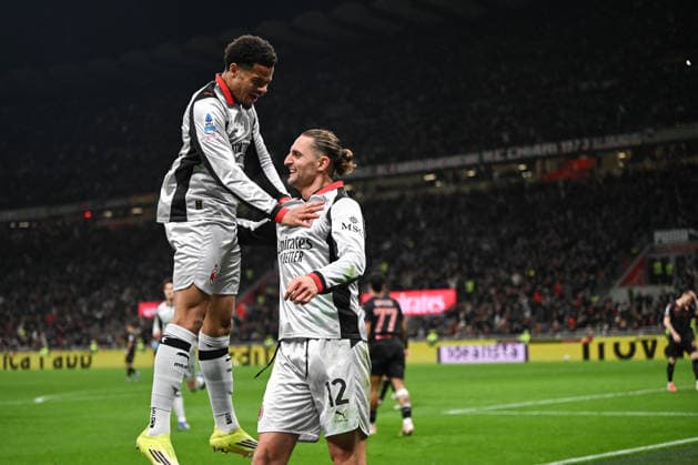 CALCIO - Serie A - AC Milan vs Torino FC Adrien Rabiot of AC Milan celebrating after a goal during the Italian Serie A football match between AC Milan and Torino FC on February 21th, Giuseppe Meazza San Siro Siro stadium in Milan, Italy Milan Italy  Copyright: xIPAxSport ABACAx