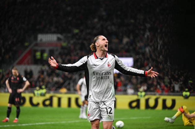 CALCIO - Serie A - AC Milan vs Torino FC Adrien Rabiot of AC Milan celebrating after a goal during the Italian Serie A football match between AC Milan and Torino FC on February 21th, Giuseppe Meazza San Siro Siro stadium in Milan, Italy Milan Italy  Copyright: xIPAxSport ABACAx