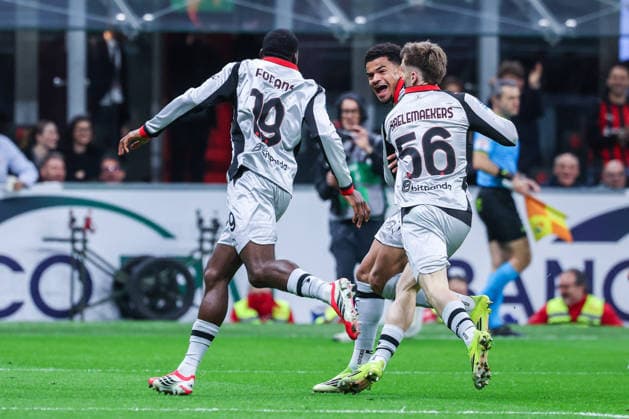 CALCIO - Serie A - AC Milan vs Torino FC Youssouf Fofana of AC Milan celebrates after scoring a goal during Serie A 2025 26 football match between AC Milan and Torino FC at San Siro Stadium in Milan Milan Italy  Copyright: xIPAxSport ABACAx