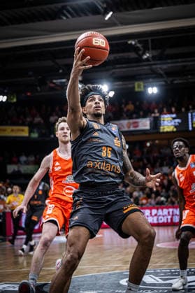1 Basketball Bundesliga, easyCredit BBL, Season 2025 2026, Men, Main Round, 25 Matchday, 21 03 2026, RASTA Vechta NINERS Chemnitz Roman Bedime 35 NINERS Chemnitz in action Vechta RASTA Dome Lower Saxony Germany
