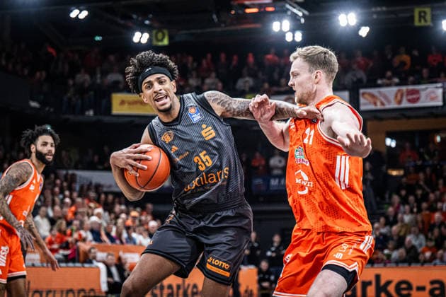 1 Basketball Bundesliga, easyCredit BBL, Season 2025 2026, Men, Main Round, 25 Matchday, 21 03 2026, RASTA Vechta NINERS Chemnitz Roman Bedime 35 NINERS Chemnitz in action Vechta RASTA Dome Lower Saxony Germany