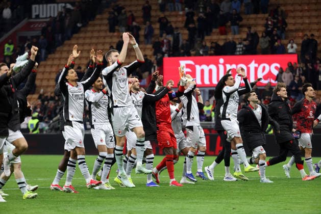 March 21, 2026, Milan, MILAN: Milan™s players jubilate after winning the Italian serie A soccer match between Milan and Torino at Giuseppe Meazza stadium in Milan, 21 March 2026..ANSA MATTEO BAZZI. Soccer; Serie A: Milan Vs Torino  - ZUMAa110 20260321_zaf_a110_028 Copyright: xMatteoxBazzix