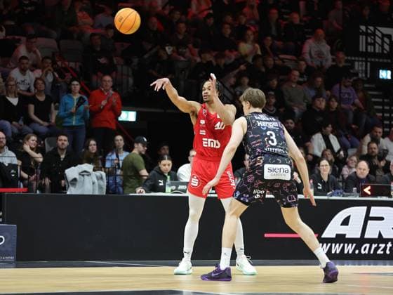 21 03 2026 Basketball Season 2025 2026 2 Bundesliga Pro A 28 Matchday Nuremberg Falcons Basketball Club NBC Uni Baskets Münster Sportfoto Zink DaMa xdaxmax Evan Derek Taylor 10, Nuremberg Falcons BC NBC Paul Viefhues 3, Uni Baskets Münster