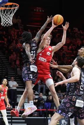 21 03 2026 Basketball Season 2025 2026 2 Bundesliga Pro A 28 Matchday Nuremberg Falcons Basketball Club NBC Uni Baskets Münster Sportfoto Zink DaMa xdaxmax Curtis Tarell Jones Jr 27, Uni Baskets Münster Trevor James Baskin 22, Nuremberg Falcons BC NBC