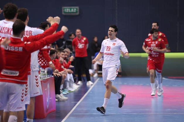 International Friendly, Länderspiel, Nationalmannschaft Match - Croatia v Switzerland Samuel Zehnder of Switzerland celebrates during the International friendly match between Croatia and Switzerland at Gradski vrt Hall on March 21, 2026 in Osijek, Croatia.  DavidxJerkovic PIXSELL