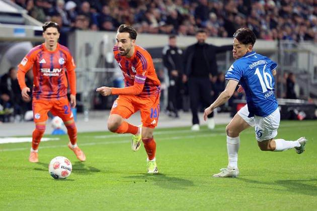 21 03 2026, xrekx, Soccer 2 Bundesliga, SV Darmstadt 98 FC Schalke 04 v l Kenan Karaman FC Schalke 04 Hiroki Akiyama SV Darmstadt 98 DFL DFB REGULATIONS PROHIBIT ANY USE OF PHOTOGRAPHS as IMAGE SEQUENCES and or QUASI VIDEO Darmstadt