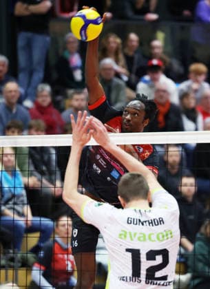 21 03 2026, Germany, Ludwigsburg Volleyball Barock Volleys MTV Ludwigsburg vs Helios Grizzyls Giesen , Nyherowo Omene LB, top
