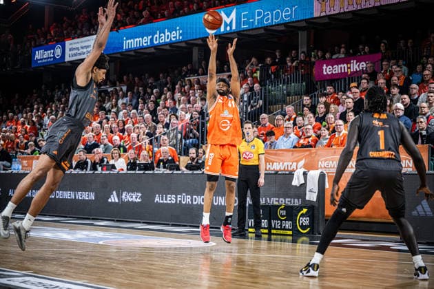1 Basketball Bundesliga, easyCredit BBL, Season 2025 2026, Men, Main Round, 25 Matchday, 21 03 2026, RASTA Vechta NINERS Chemnitz Lloyd Pandi 41 RASTA Vechta at Jumpshot Vechta RASTA Dome Lower Saxony Germany