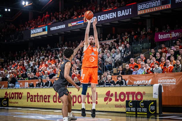 1 Basketball Bundesliga, easyCredit BBL, Season 2025 2026, Men, Main Round, 25 Matchday, 21 03 2026, RASTA Vechta NINERS Chemnitz Philipp Herkenhoff 14 RASTA Vechta at Jumpshot Vechta RASTA Dome Lower Saxony Germany