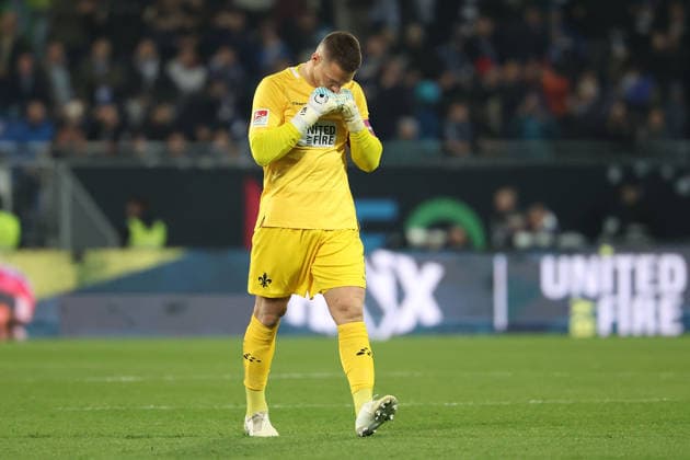 2025 03 21 xjfx Soccer 2 Bundesliga SV Darmstadt 98 FC Schalke 04 v l , Goalkeeper, Goalkeeper Marcel Schuhen SV Darmstadt 98 Torjubel, Goal celebration, celebrate the goal DFL DFB REGULATIONS PROHIBIT ANY USE OF PHOTOGRAPHS as IMAGE SEQUENCES and or QUASI VIDEO Copyright: JoaquimxFerreira