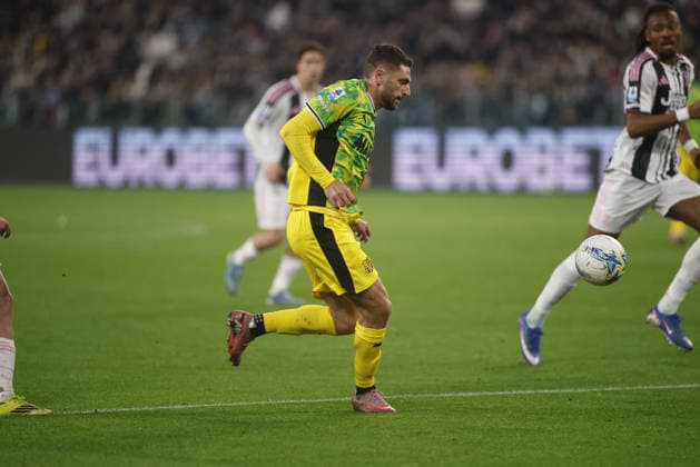 CALCIO - Serie A - Juventus FC vs US Sassuolo Domenico Berardi of US Sassuolo during the Women s Serie A, season 2025-2026, football match between Juventus FC and US Sassuolo on 21 March 2026, at Allianz Stadium, Turin, Italy. Photo, Nderim Kaceli Turin Italy  Copyright: xIPAxSport ABACAx