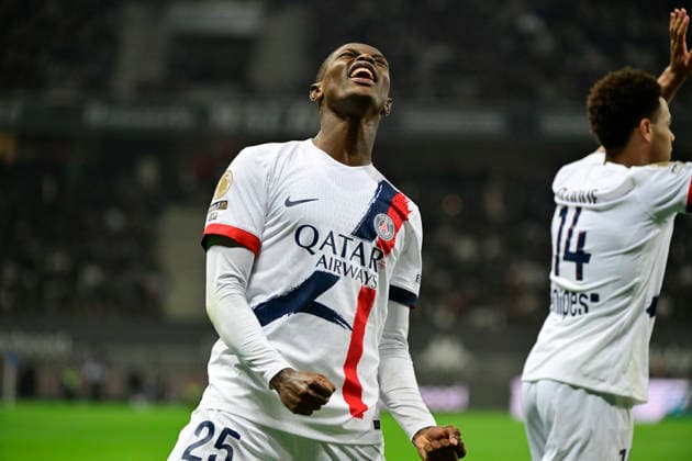 FOOTBALL : OGC Nice VS Paris Saint-Germain - Ligue 1 McDonald s - 21 03 2026 Joy PSG - But Nuno Mendes - Ligue 1 McDonald™s match between OGC Nice and Paris Saint Germain on March 21, 2026 at the Allianz Riviera Stadium in Nice. NiceFrance  Copyright: xWilliamxCannarellax