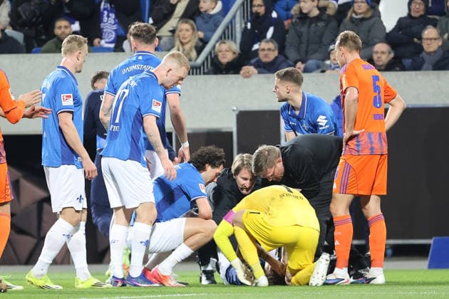21 03 2026, xtvx, Soccer 2 Bundesliga, SV Darmstadt 98 FC Schalke 04 v l Luca Marseiler SV Darmstadt 98 Violation DFL DFB REGULATIONS PROHIBIT ANY USE OF PHOTOGRAPHS as IMAGE SEQUENCES and or QUASI VIDEO Darmstadt