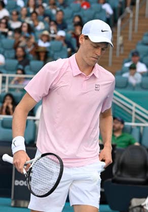 March 21, 2026, Miami Gardens, Florida, USA: Jannik Sinner (ITA) reacts in 2nd round MenÃ¢â‚¬â ¢s Singles match at the Miami Open on March 21, 2026, at Hard Rock Stadium in Miami Gardens, Florida. Miami Gardens USA - ZUMAsd3_ 20260321_znp_sd3_047 Copyright: xMichelexEvexSandbergx