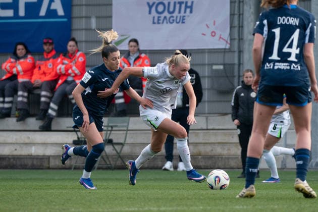 SINSHEIM, GERMANY - MARCH 21: during the Google Pixel Frauen-Bundesliga between TSG Hoffenheim and VfL Wolfsburg at Dietmar-Hopp-Stadion on March 21, 2026 in Sinsheim, Germany. (Photo by Qianru Zhang Press Photo) Copyright: xQianruxZhang SPPx Sportspressphoto_SPR115548
