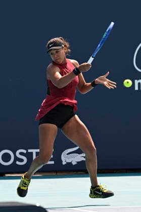 March 21, 2026, Miami Gardens, Florida, USA: NAOMI OSAKA (JPN), plays in a second round women s singles match against Talia Gibson (AUS), at the Miami Open on March 21, 2026, at Hard Rock Stadium in Miami Gardens, Florida. Gibson defeated Osaka 7-5, 6-4. Miami Gardens USA - ZUMAsd3_ 20260321_znp_sd3_084 Copyright: xMichelexEvexSandbergx