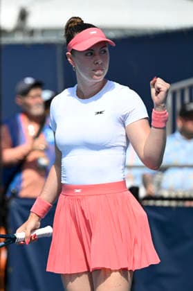 March 21, 2026, Miami Gardens, Florida, USA: TALIA GIBSON (AUS), plays against Naomi Osaka (JPN), in a womenâ€⠢s singles second-round match at the Miami Open on March 21, 2026, at Hard Rock Stadium in Miami Gardens, Florida. Gibson defeated Osaka 7-5, 6-4. Miami Gardens USA - ZUMAsd3_ 20260321_znp_sd3_104 Copyright: xMichelexEvexSandbergx