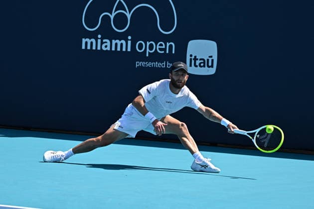 Itau Miami Open in Miami - USA Corentin Moutet (FRA) during his second round match at the Itau Miami Open in Miami , USA, on March 20, 2026. Photo by Corinne Dubreuil ABACAPRESS.COM Miami  Copyright: xDubreuilxCorinne ABACAx