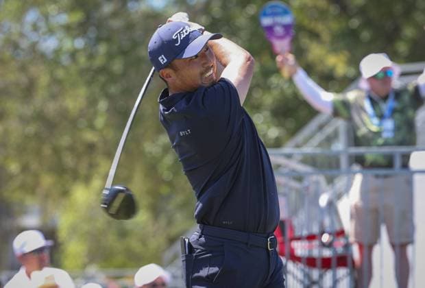 March 21, 2026, Palm Harbor, Florida, USA: Doug Ghim watches his ball after teeing off on the first hole during the third round of the Valspar Championship Saturday, March 21, 2026 in Palm Harbor. Palm Harbor USA - ZUMAs70_ 20260321_zan_s70_010 Copyright: xChrisxUrsox Palm Harbor USA - ZUMA0851 20260321_zan_s70_010 Copyright: xIMAGO ChrisxUrsox