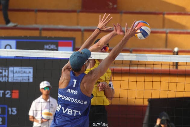 March 21, 2026, Tlaxcala, Ciudad de Mexico, Mexico: Nicolas Capogrosso N. of Argentina spikes the ball during the quarterfinal match against Austria of the 2026 Men s Volleyball World Beach Pro Tour between Argentina and Austria. on March 21, 2026 in Tlaxcala, Mexico. MenÃ¢â‚¬â ¢S 2026 Volleyball World Beach Pro Tour- Quarterfinals  - ZUMAe321 20260321_zsa_e321_184 Copyright: xEssenexHernandezx