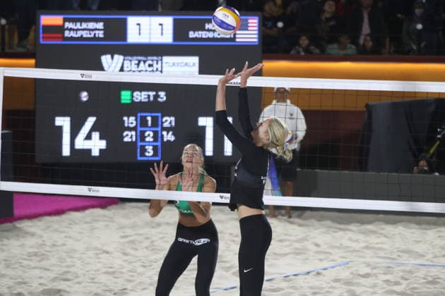 March 21, 2026, Tlaxcala, Ciudad de Mexico, Mexico: Alisa Batenhorts of United States hits the ball during the Semifinals match against Lithuania of the 2026 Women s Volleyball World Beach Pro Tour between Lithuania and United States. on March 21, 2026 in Tlaxcala, Mexico. WomenÃ¢â‚¬â ¢S 2026 Volleyball World Beach Pro Tour- Semifinals  - ZUMAe321 20260321_zsa_e321_216 Copyright: xEssenexHernandezx