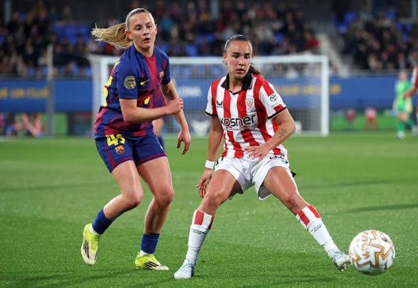 FC Barcelona, Barca Femeni v Athletic Club Femenino - Liga F Moeve Carla Julia and Nerea Nevado play during the match between FC Barcelona Femeni and Athletic Club Femenino, corresponding to week 23 of the Liga F Moeve, at the Johan Cruyff Stadium in Barcelona, Spain, on March 21, 2026. Barcelona Barcelona Spain  Copyright: xUrbanandsportx originalFilename:urbanandsport-fcbarcel260321_npwEw.jpg