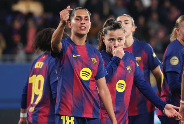 FC Barcelona, Barca Femeni v Athletic Club Femenino - Liga F Moeve Kika Nazareth celebrates during the match between FC Barcelona Femeni and Athletic Club Femenino, corresponding to week 23 of the Liga F Moeve, at the Johan Cruyff Stadium in Barcelona, Spain, on March 21, 2026. Barcelona Barcelona Spain  Copyright: xUrbanandsportx originalFilename:urbanandsport-fcbarcel260321_np81K.jpg