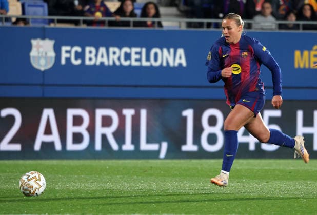 FC Barcelona, Barca Femeni v Athletic Club Femenino - Liga F Moeve Martine Fenger plays during the match between FC Barcelona Femeni and Athletic Club Femenino, corresponding to week 23 of the Liga F Moeve, at the Johan Cruyff Stadium in Barcelona, Spain, on March 21, 2026. Barcelona Barcelona Spain  Copyright: xUrbanandsportx originalFilename:urbanandsport-fcbarcel260321_npawW.jpg
