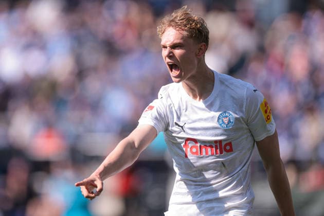22 03 2026, Soccer, 2 Bundesliga, Matchday 27, VfL Bochum 1848 Holstein Kiel Kasper Davidsen Holstein Kiel celebrates the goal to 0 1 Bochum Vonovia Ruhrstadion NRW Germany xRHR PHOTO DEx Copyright: DennisxEwert RHR-FOTOx RHR-FOTO DE